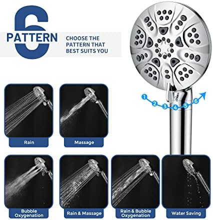 6-Mode High Pressure Handheld Shower Head with Filter, HOPOPRO High Flow Filtered Handheld Showerhead, Water Softener Filters for Hard Water - Removes Chlorine - Improves Skin Hair Condition