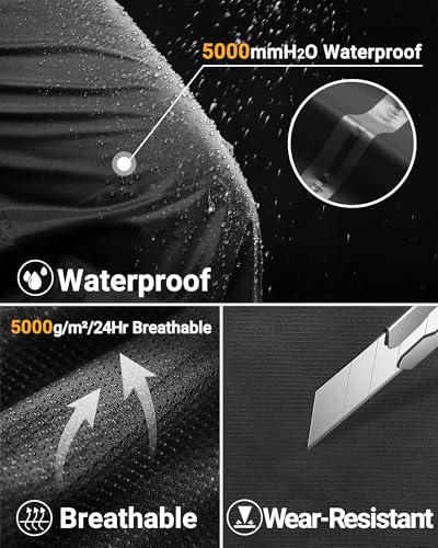 33,000ft Men's Full Zip Rain Pants Waterproof Lightweight for Hiking,Fishing,Golf