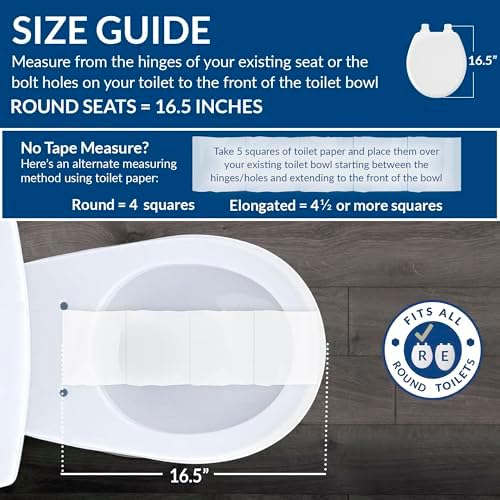 Mayfair Padded Toilet Seat, Cushioned Soft Vinyl over Wood Core Seat, Secure Hinges, Easy Clean, Round, Sky Blue