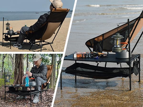 Camping Chair, Compact Backpacking Chair, Portable Folding Chair, Beach Chair with Side Pocket and headrest, Lightweight Hiking Chair 166ZZ-A