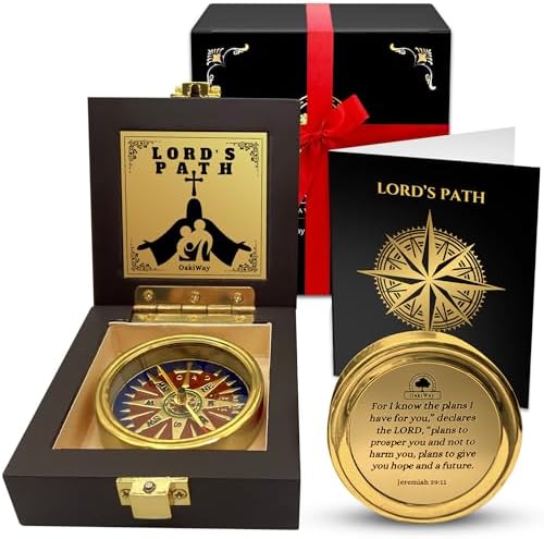 God's Path Compass – Communion & Confirmation Gift for Teenage Boys | Baptism Religious Gifts for Men, Christian, Catholic, Graduation | Sentimental & Inspirational Present – Greeting Card Included
