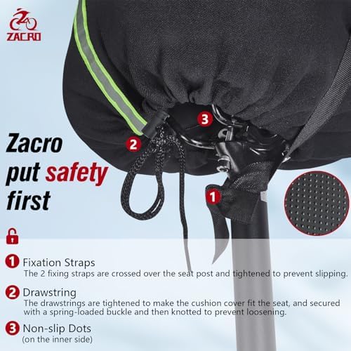 Zacro Bike Seat Cushion - Gel Padded Bike Seat Cover for Men Women Comfort, Extra Soft Exercise Bicycle Seat Compatible with Peloton, Outdoor & Indoor Bike Saddles