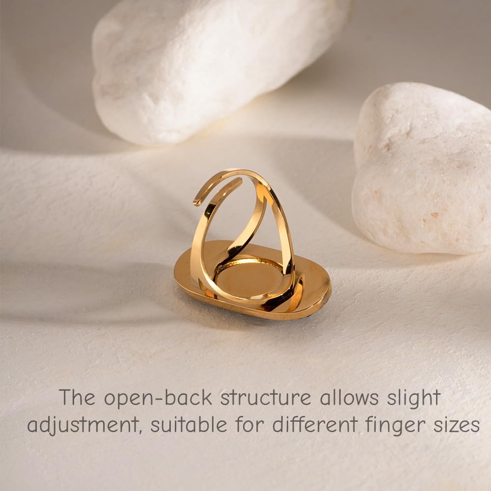 Dikixe Western Chunky Gold Natural Lapis Lazuli/African Jade Statement Ring