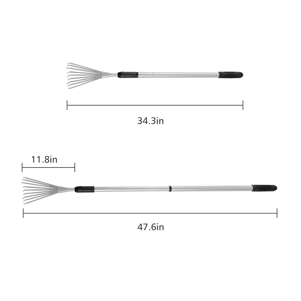 Extendable Handle Shrub Rake for Clean Debris Lawn Shrub Bush and Flowers