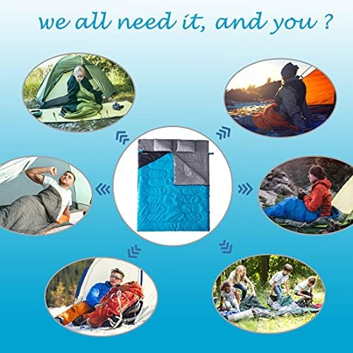 Tuphen Double Sleeping Bag, Sleeping Bag with 2 Pillows, Queen Size XL Bag for 2 People, Cold Warm Weather- 3 Seasons, Waterproof Adults for Camping, Backpacking or Hiking