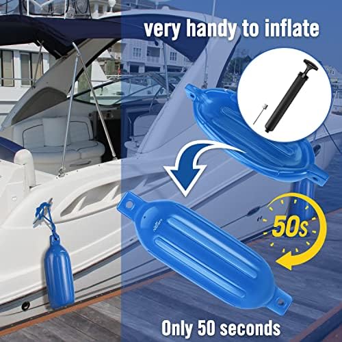 Affordura Boat Fender 4 Pack Boat Bumpers Fenders with 4 Ropes, Boat Bumpers for Pontoon Boat Fenders Inflatable