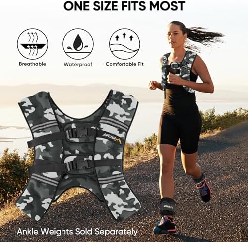 APEXUP Weighted Vest with 5lbs/10lbs/15lbs/20lbs/25lbs/30lbs Weights and Reflective Stripe, Weight Vest Men Women for Workout, Strength Training, Running