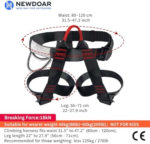NewDoar Climbing Harness, Mountaineering Rock Climbing Harness, Half Body Harness for Rappelling Fire Rescuing Tree Climbing
