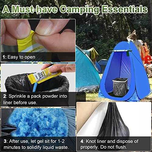 AOKE Portable Toilet Powder, Lemon 100 Pack Poo Gel for Camping Eco Absorbent Gel Liquid Waste Gelling and Deodorizing Powder, Emergency Toilet Waste Treatment for Outdoor Camping Hiking