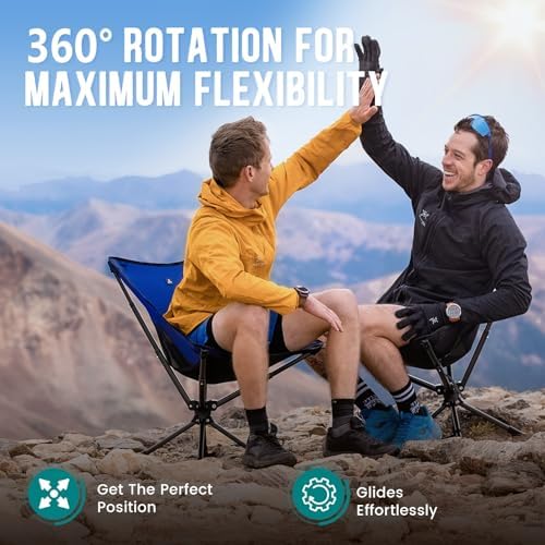 Swivel Portable Chair - Small Compact Collapsible Folding Chairs for Adults, Setup in 8 Seconds, Lightweight Outdoor Backpack Chair for Camping, Travel, Hiking, Beach, Support 300 LBS