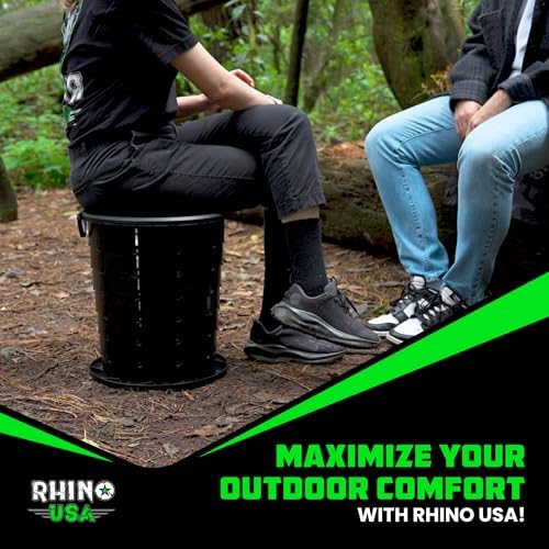 Rhino USA XL Portable Toilet for Camping (400lbs Capacity) Retractable Portable Toilet for Adults & Kids with Adjustable Height (4-16 Inches) Collapsible Portable Potty Camping Toilet for Camp/Car