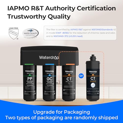 Waterdrop TSB 8 Layer High Capacity Under Sink Water Filter, Reduces PFAS, PFOA/PFOS, Fluoride, Chlorine, Bad Taste & Odor, with Dedicated Faucet, NSF/ANSI 42 Certified Element, USA Tech