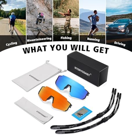 STORYCOAST Polarized Sports Sunglasses for Men Women,Driving Fishing Cycling Mountain Bike Sunglasses UV400 Protection