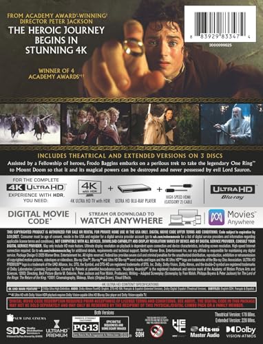 Lord of the Rings: Fellowship of the Ring - Theatrical & Extended Version - Limited Edition Steelbook (4K Ultra HD