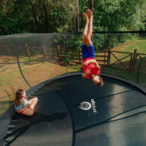JUMPZYLLA Trampoline Outdoor 8FT 10FT 12FT 14FT 15FT 16FT with Enclosure and Ladder, ASTM Approved Recreational Trampoline for Kids and Adults, Anti-Rust Coated Frame