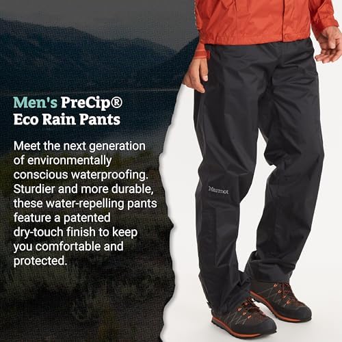 MARMOT Men's Precip Eco Waterproof Rain Pant - 100% Recycled, Breathable, Lightweight, Packable Protection