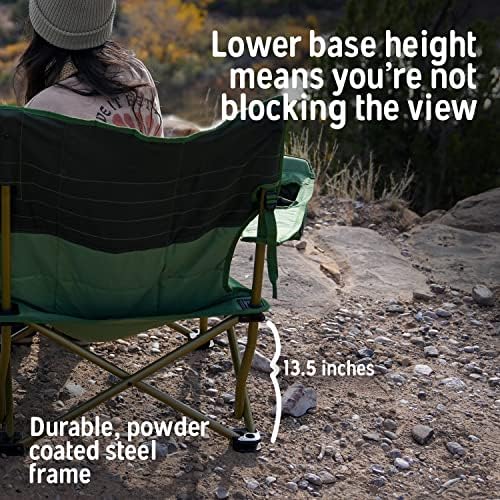 Kelty Low Loveseat Double 2 Person Camping Chair, Two Person Foldable Seat for Festivals, Concerts, Tailgates, Beach Days, Low Seat Height