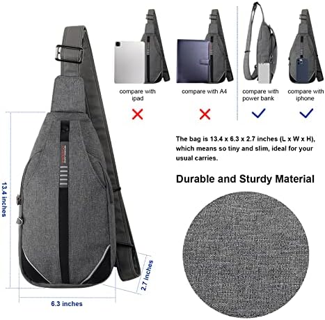 WATERFLY Small Crossbody Sling Backpack Anti Theft Backpack for Traveling Chest Shoulder Bag