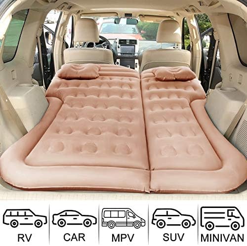 SAYGOGO SUV Air Mattress Camping Bed Cushion Pillow - Inflatable Thickened Car Air Bed Mattress with Air Pump Portable Sleeping Pad for Home Car Travel Camping Upgraded Version - Beige1