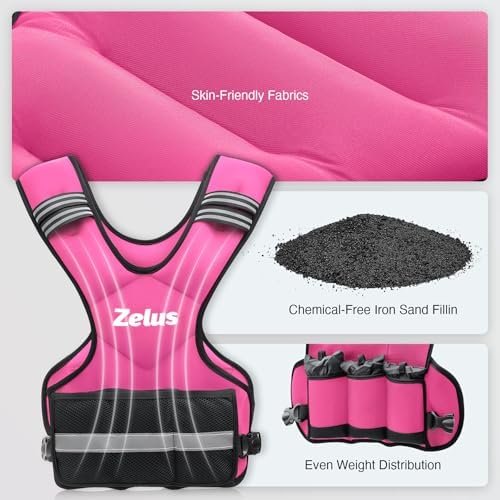 ZELUS Weighted Vest for Men and Women | 4-10lb/11-20lb/20-32lb Vest with 6 Ironsand Weights for Home Workouts | Adjustable Body Weight Vest Exercise Set for Cardio and Strength Training