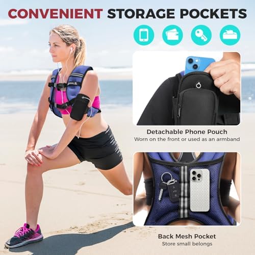 BAGAIL Weighted Vest, 5lbs/10lbs/12lbs/15lbs/20lbs/25lbs/30lbs Weight Vest with Detachable Pouch, Rucking Vest for Women, Men, Walking, Weight Loss, Training, Running