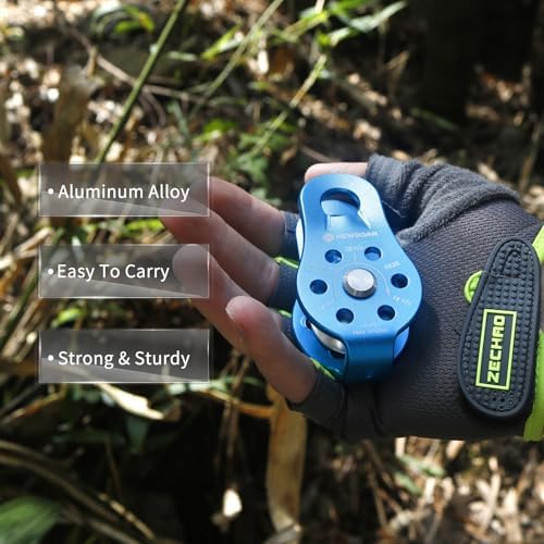 NewDoar Fixed Plate Micro Pulley,28KN CE Certified General Purpose Small Aluminum Rope Pulleys for Climbing/Aloft Work/Rappelling/Rescue Etc