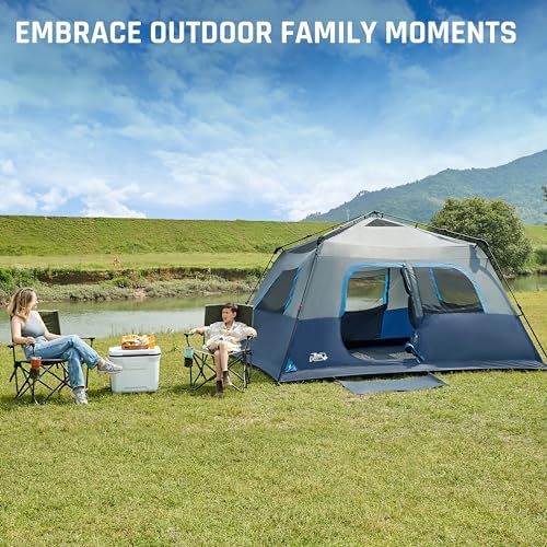 4/6/8 Person Instant Cabin Tent, Easy 60 Second Setup Family Tents for Camping, Pop up Camping Tent, Large Waterproof Tents for Outdoor Camping, Spacious Interior, Upgraded Ventilation