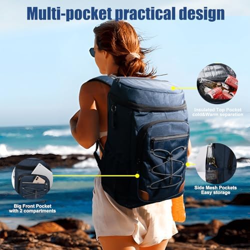 Backpack Cooler Insulated Leak Proof for Men Wowen 36 Cans Soft Cooler Backpack Insulated Waterproof Large Capacity Coolers Bag Portable for Lunch Camping Travel Picnic Hiking