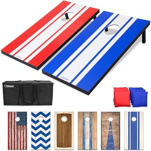 GoSports Portable Cornhole Sets, 8 Styles – Choose 4 x 2 ft or 3 x 2 ft - Boards Include 8 Bean Bags, Travel Case, and Game Rules