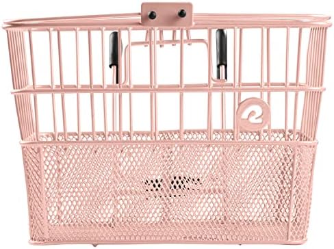 Retrospec Apollo Detachable Front Bike Basket Steel Half-Mesh with Integrated Detachable Hooks and Built-In Handle, Easy Assembly and Portability for Bicycles