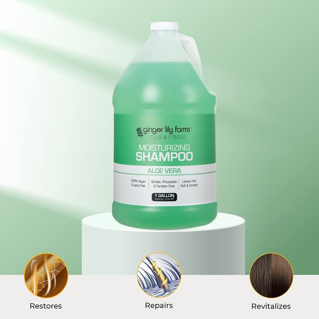 Ginger Lily Farms Club & Fitness Moisturizing Shampoo for All Hair Types, 100% Vegan & Cruelty-Free, Aloe Vera Scent, 1 Gallon Refill (Pack of 4)