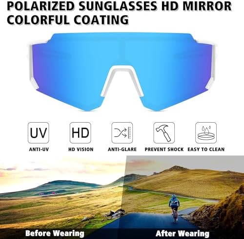 STORYCOAST Polarized Sports Sunglasses for Men Women,Driving Fishing Cycling Mountain Bike Sunglasses UV400 Protection