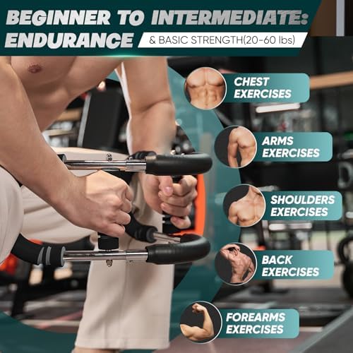 Twister Arm Trainer, Adjustable Spring Chest Expander and Forearm Strengthener, Triceps, Biceps, Shoulder, Back & Thigh Workout bar Equipment, Portable Upper Body Exerciser for Home Fitness