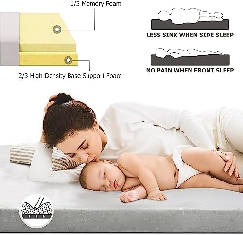 Willpo CertiPUR-US Memory Foam Camping Mattress with Travel Bag and 2 Interchangeable Covers, Lightweight Portable Sleeping Pad for Tents, Guest Beds, Home