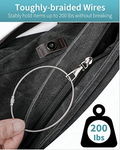 Pawfly 5 Inch/10 Inch Wire Keychain Cable Large Stainless Steel Key Ring Loop Holder, 20/50/100 Pack