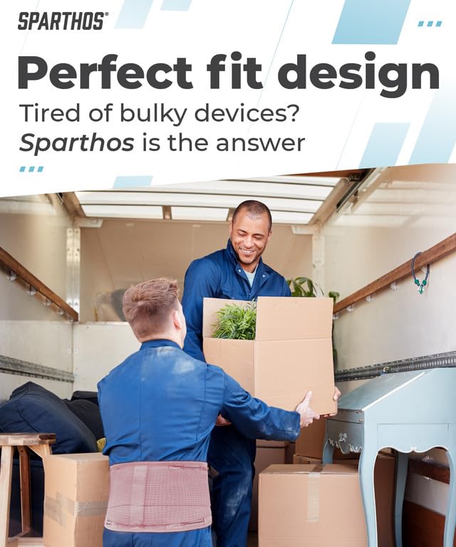 Sparthos Back Brace for Lower Back Pain - Immediate Relief from Sciatica, Herniated Disc, Scoliosis - Breathable Design With Lumbar Support Pad - For Home & Lifting At Work, For Men & Women - (Pink-M)