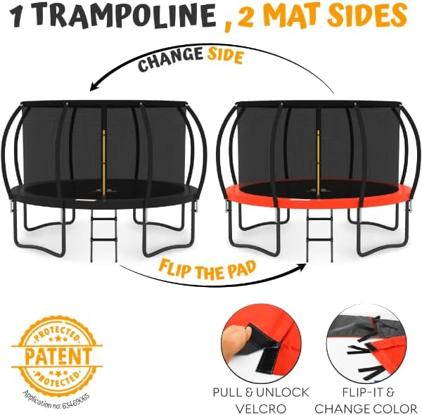 JUMPZYLLA Trampoline Outdoor 8FT 10FT 12FT 14FT 15FT 16FT with Enclosure and Ladder, ASTM Approved Recreational Trampoline for Kids and Adults, Anti-Rust Coated Frame