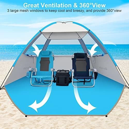 Gorich Beach Tent Sun Shelter for 3/4-5/6-7/8-10 Person with UPF 50+ UV Protection, Lightweight & Easy Setup Beach Shade Canopy, Portable Beach Shade Tent Beach Cabana