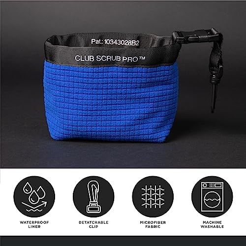 Golf Club and Golf Ball Cleaning Bag, Waterproof Clean Face Technology Liner, Detachable Clip, Machine Washable, Cleans Club Grooves, Dry Exterior (Neoprene or Microfiber Option Available)