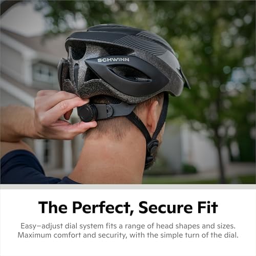 Schwinn Thrasher Bike Helmet for Adult Men Women Age 14+ with Suggested Fit 58-62cm, Multi-Mode Rear LED Light or No Light Option, Lightweight with Adjustable Side and Chin Strap, Bike Accessories