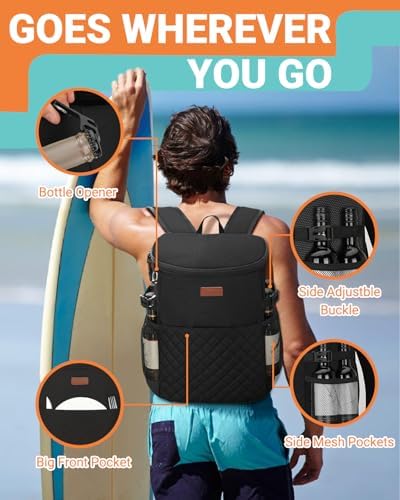 Soft Cooler Backpack 30 Cans/45 Cans, Backpack Coolers Insulated Leak Proof Thermal Lunch Backpack for Men Work Small Cooler Bag Beach Travel Picnic Drink Beverage Beer