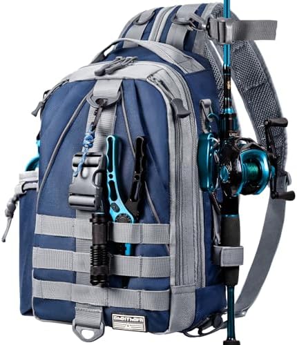 Ghosthorn Fishing Backpack with Rod Holder - Tackle Sling Bag - Fly Fishing Gifts for Men and Women