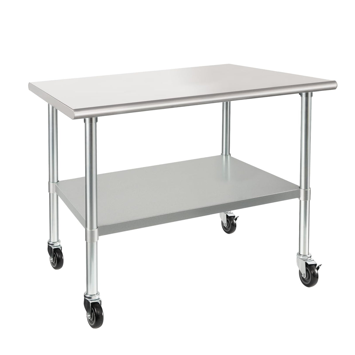 HARDURA Stainless Steel Table with Wheels 30 x 36 Inches Casters NSF Heavy Duty Commercial Prep Table with Undershelf and Galvanized Legs for Food Prep