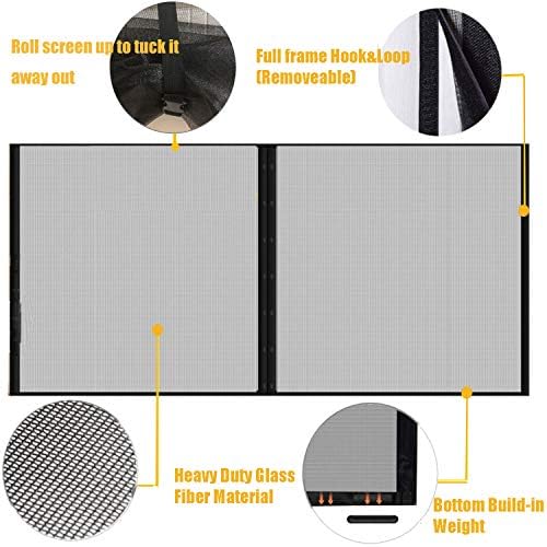 Garage Door Screen for 1 Car Garage Doors 8x7FT- Reinforced Fiberglass Door Screen,Stronger High Energy Magnets , Magnetic Screen Door