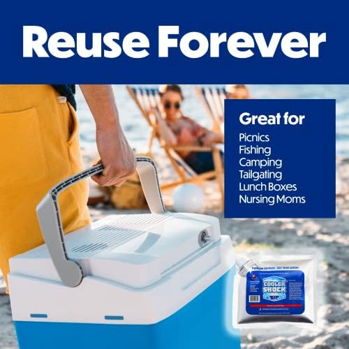 Cooler Shock Reusable Ice Packs for Cooler - Long Lasting Cold Freezer Packs for Coolers and Lunch Boxes - Cooler Ice Packs for Camping Gear, Fishing, Road Trips, Beach Must Haves