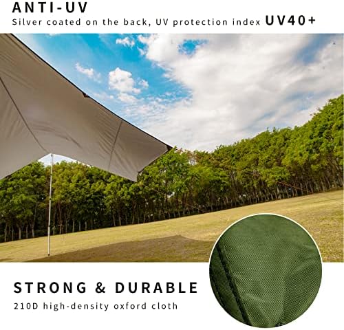 Unigear Hexagon Hammock Rain Fly,15x14FT/12x10FT Multifunctional Waterproof Camping Tarp,Lightweight and Compact Tent Tarp for Backpacking, Hiking, Traveling