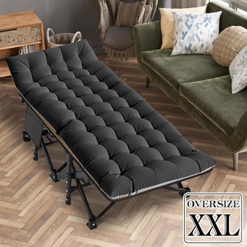 LILYPELLE Folding Camping Cot, Heavy Duty Sleeping Cots with Carry Bag, Double Layer Oxford Portable Travel Camp Cots for Home, Office Nap and Outdoor Beach