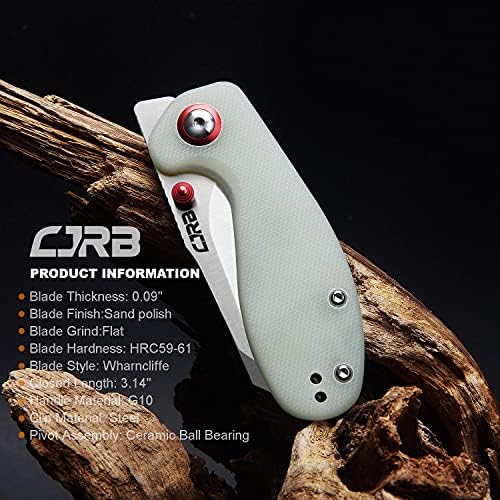 CJRB Maileah Pocket Knife with 2.39’’ AR-RPM9 Powder Steel Blade Folding Knife with G10 Handle Tactical Knife EDC Knife Pocket Knife for Men Ideal for Outdoor Survival Camping Hunting, 1918 Natural Green