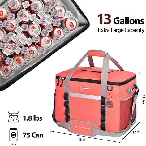 Maelstrom Soft Cooler Bag,Collapsible Soft Sided Cooler,24/30/60/75 Cans Beach Cooler,Ice Chest,Large Leakproof Camping Cooler,Portable Travel Cooler for Grocery Shopping,Camping,Road Trips