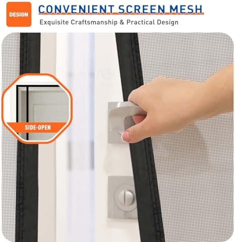 MAGZO Magnetic Screen Door Side Opening, Fits Door Size 36 x 80 Inch, Actual Mesh Size 38" x 81", Fiberglass Net Screen with Strong Magnet for Doorway, Gray